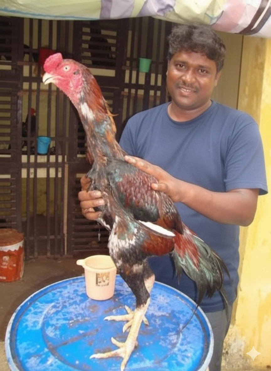 Farmer with Fighter Chickens